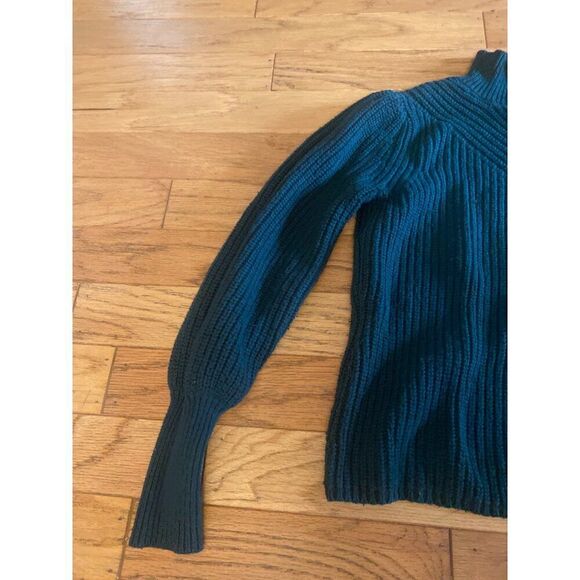 Rachel Zoe women's Vintage Style Ribbed Knit mock neck sweater balloon sleeve - Picture 2 of 8